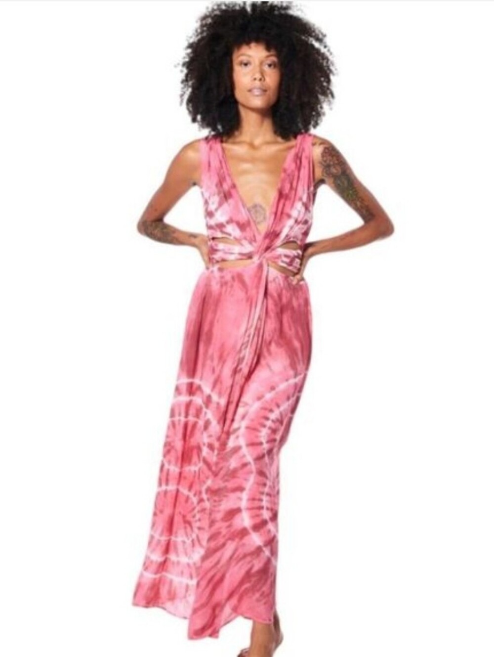 Young Fabulous & Broke‎ Amalia Cut Out Pink Tie Dye Maxi Dress